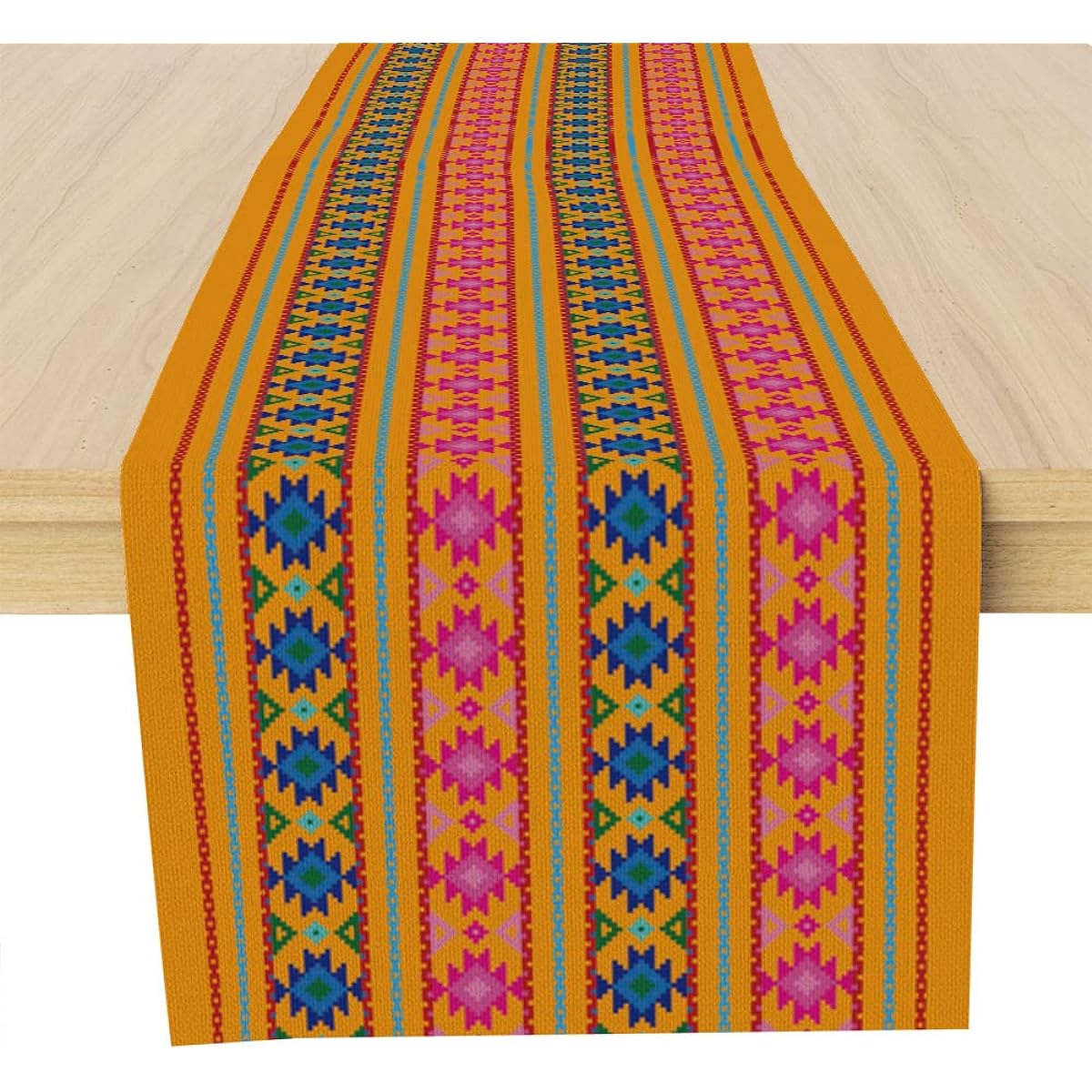 Mexican Therap Table Runner, Mexican Rebozo Table Runner Decor Dining Room Kitchen Home Striped Table Runner Decoration Holiday Party Housewarming Gift for Women Couple Friends 13X72 Inch