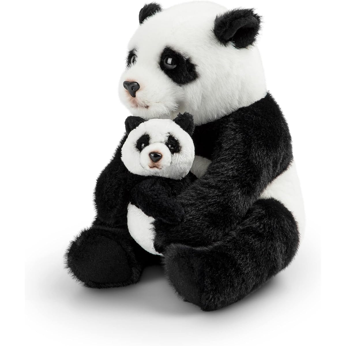 DEMDACO Mama Panda and Baby 9" Black & White Polyester Plush Toy