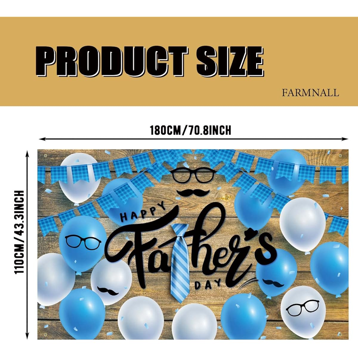 Happy Father's Day Backdrop Father's Day Photo Happy Father's Day Party Decorations Giveaways and Supplies Thai Beard Blue Balloon Wood Panel Background Father's Day Indoor Outdoor Decoration