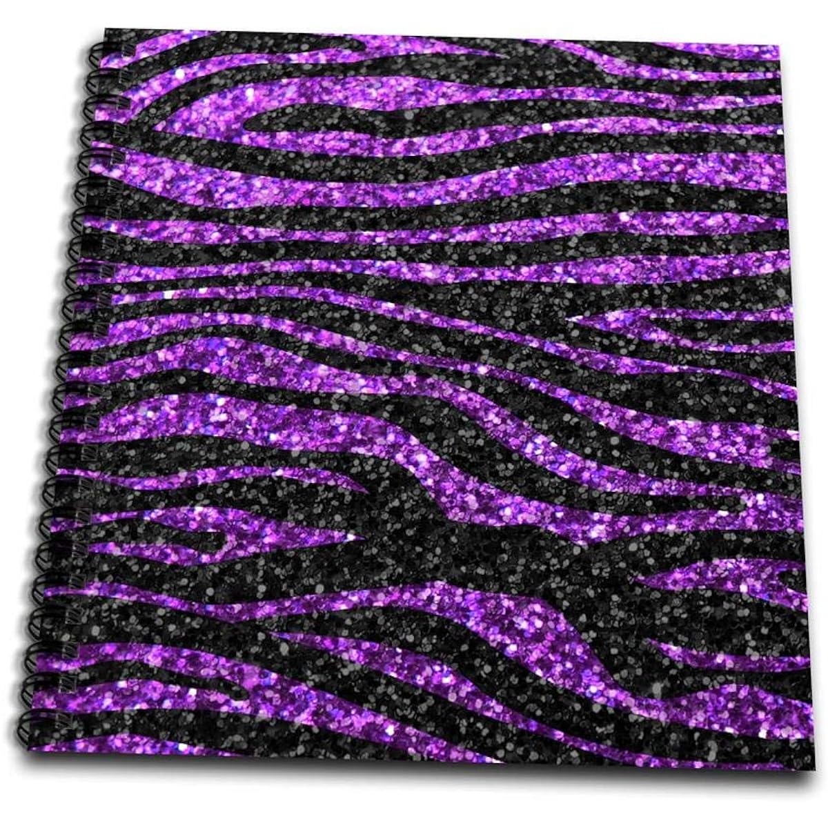 3dRose db_113175_3 Purple and Black Zebra Stripe Print Faux Bling Photo Real Glitter Sparkly Bling Mini Notepad 4x4 Inch