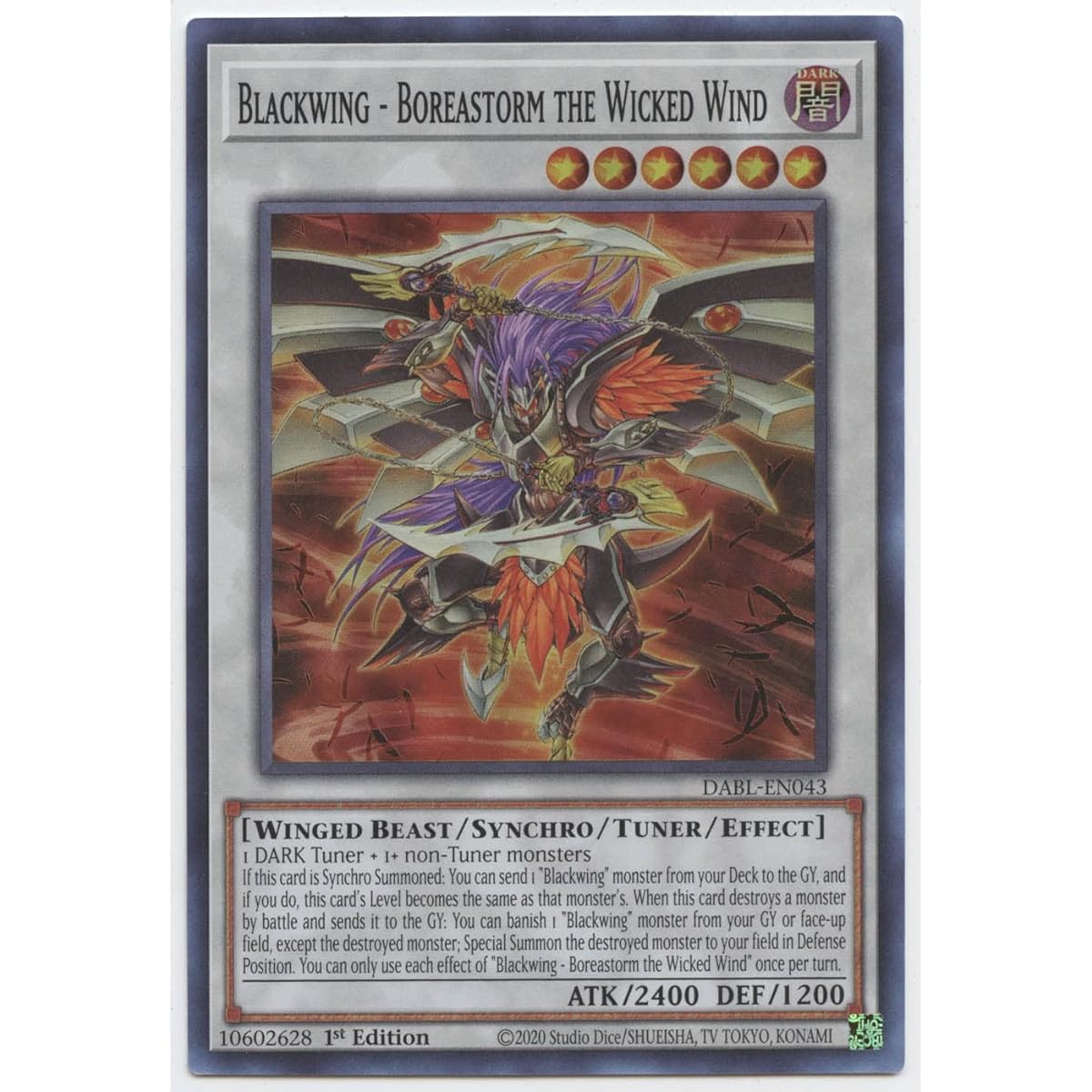 Blackwing-Bolestorm The Wicked Wind - DABL-EN043 - Super Rare - First Edition