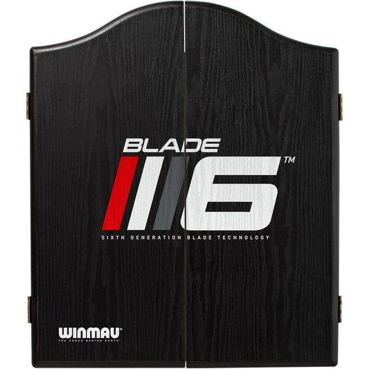 Winmau Blade 6 Design Dartboard Cabinet - Wooden Darts Cabinet with Scoreboard