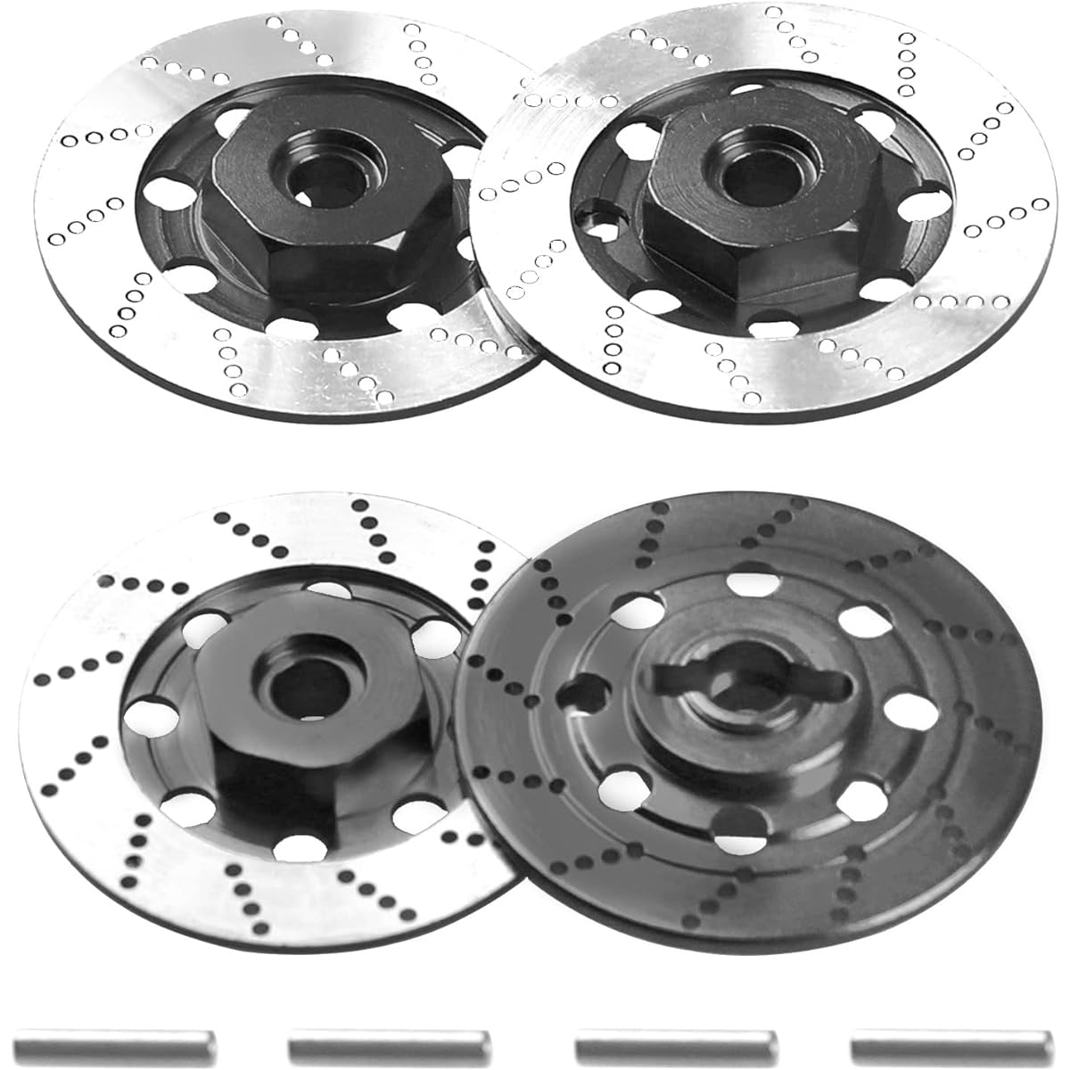 Vgoohobby Metal 12mm RC Car Hex Hub 12mm Brake Disc Wheel Hub Adapter Spacer Compatible with Traxxas Tamiya Redcat HSP HPI 1/10 On-Road Car Black 4 Pack