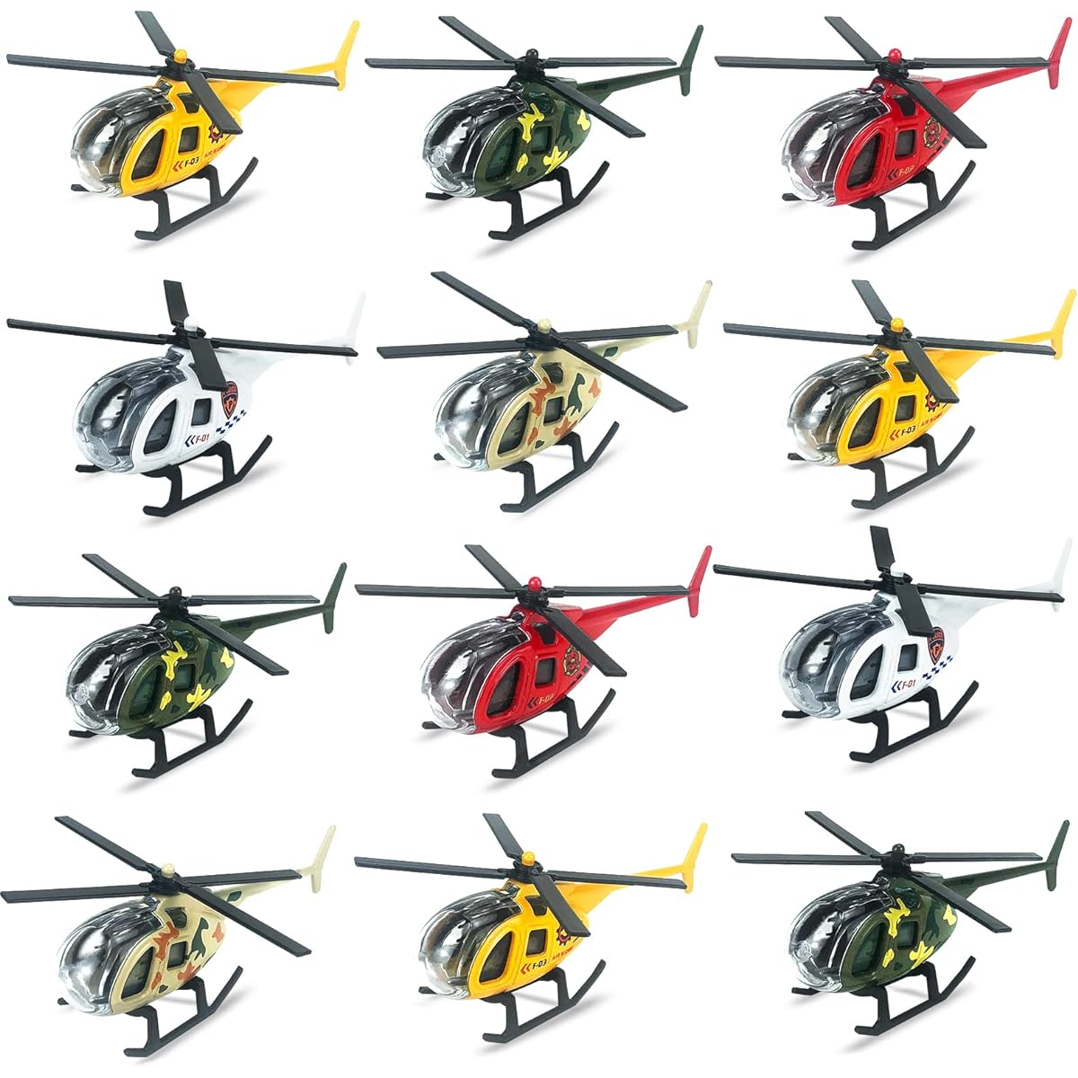 Tcvents 12 Pack Diecast Helicopters Plane Toys Airplane Helicopter Toys for Boys 3 4 5 6 7 Years Old Kids Play Vehicles Airplane Gifts for Toddlers Kids 2-8 Years Birthday Party Favors