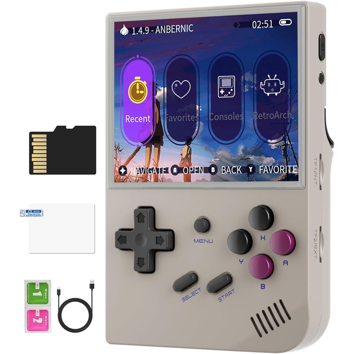 RG35XX Handheld Game Console Linux, HDMI, TV Out 3.5" IPS Screen 64G TF Card 5474 Classic Games 2100mAh Battery (RG35XX-Vintage Gray Newest)