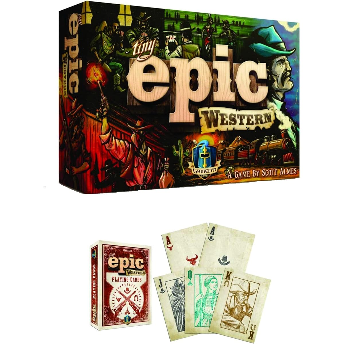 Gamelyn Games - Tiny Epic Western Board Game with Tycoon Expansion Cards - Strategy Board Game for Adults in a Small Box with Wild West Theme - Solo and Multiplayer Game for Epic Fun