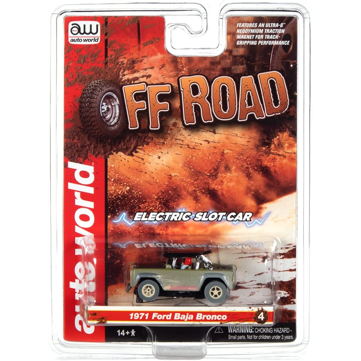 Auto World Xtraction 1971 Ford Baja Bronco Green HO Scale Slot Car