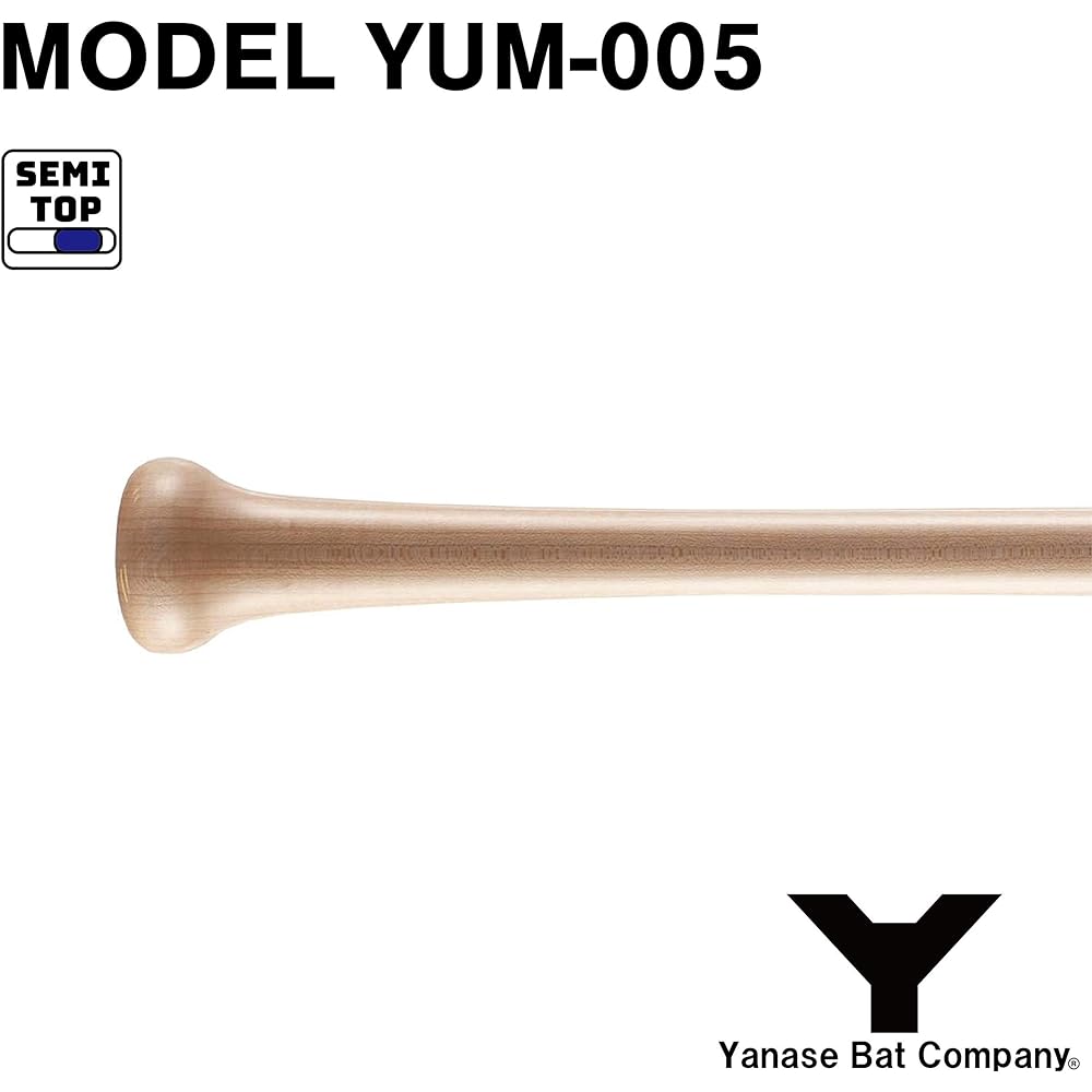 Yanase YUM-005 Hard Wooden Bat Hand Split Maple 84.5cm (Black x Natural, 84.5)
