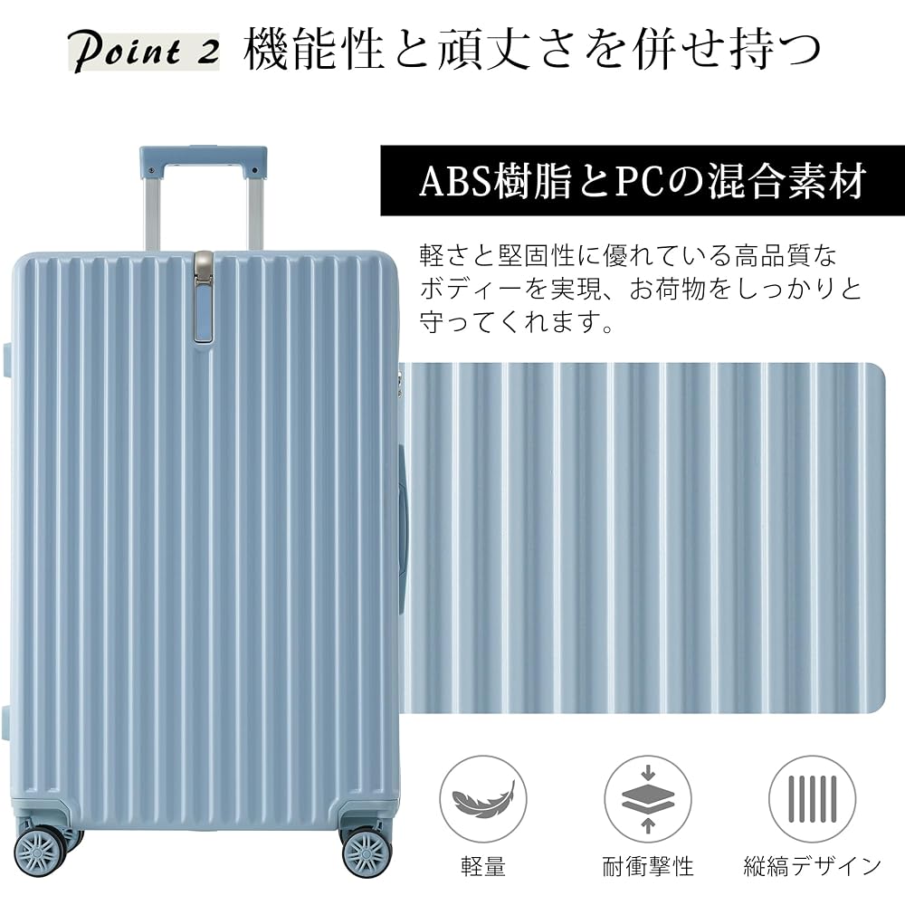 BTM Suitcase Carry Case Carry Bag Small Lightweight 2 Nights 3 Days Cute S Size M Size L Hidden Hook Function Suitcase 360 Degree Rotation Quiet Double Casters with Stopper Equipped with TSA Rotor Sturdy Stylish Travel Business