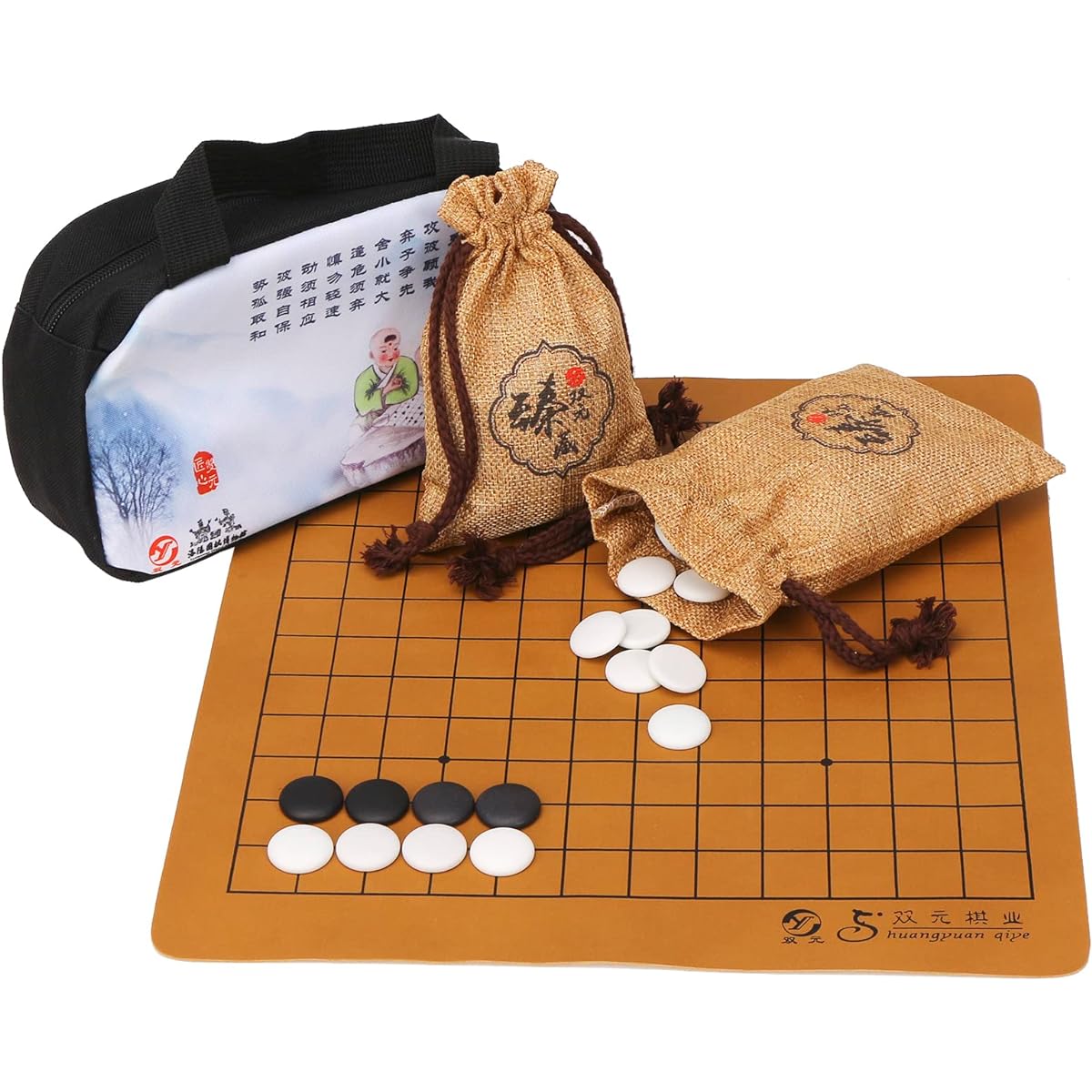 Go Game Go Board Game for Travel Portable Go Board and Ceramic Stones Travel Go Set with 2 Bundle Pockets Weqi Games Travel Game Set 9/13 Line Board for Travel Gift Gomoku 169 Ceramic Stones