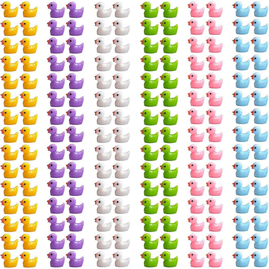 180pcs Resin Duck Miniature Figures for Micro Fairy Garden Landscape Aquarium Dollhouse Ornaments Potted Plants Decoration DIY Slime Charms Christmas Accessories (6 Colors)
