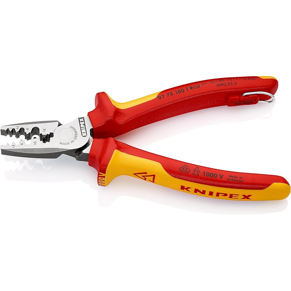 KNIPEX Pliers KNIPEX 9778-180TBK Insulated Crimping Pliers Fall Prevention (BK) 9778-180TBK