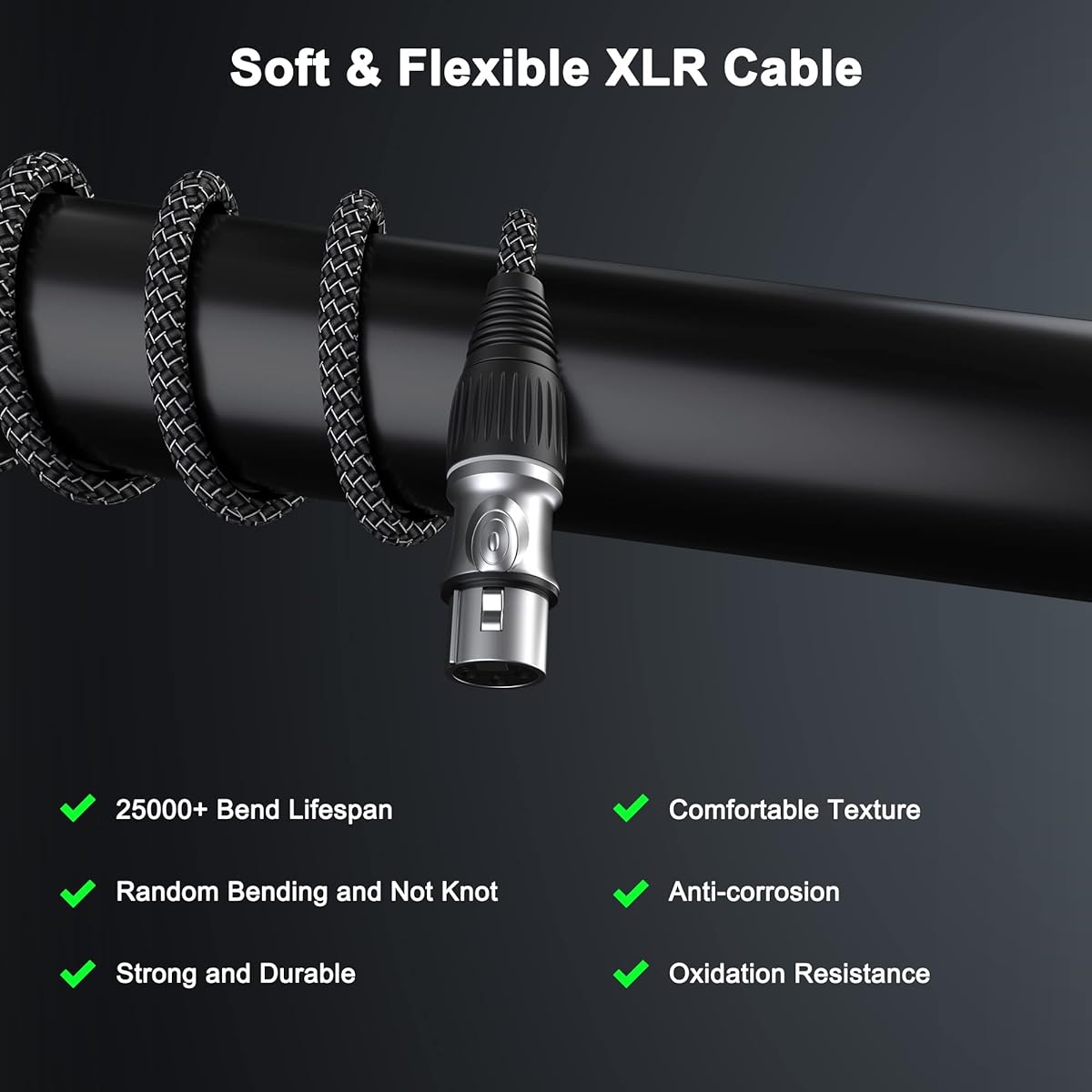 GeoHN.G XLR Microphone Cable 26ft~6 Pack 3 Pin Heavy Duty Balanced Microphone Cord XLR Male to Female Nylon Braided Speaker Cable for Mixer/Recording Studio/Speaker System