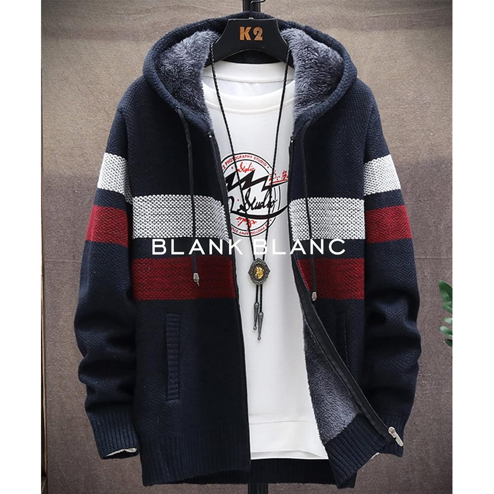 [BLANK BLANC] Men's Parka Boa Cardigan Border Warm Spring Autumn Winter M-2XL B31