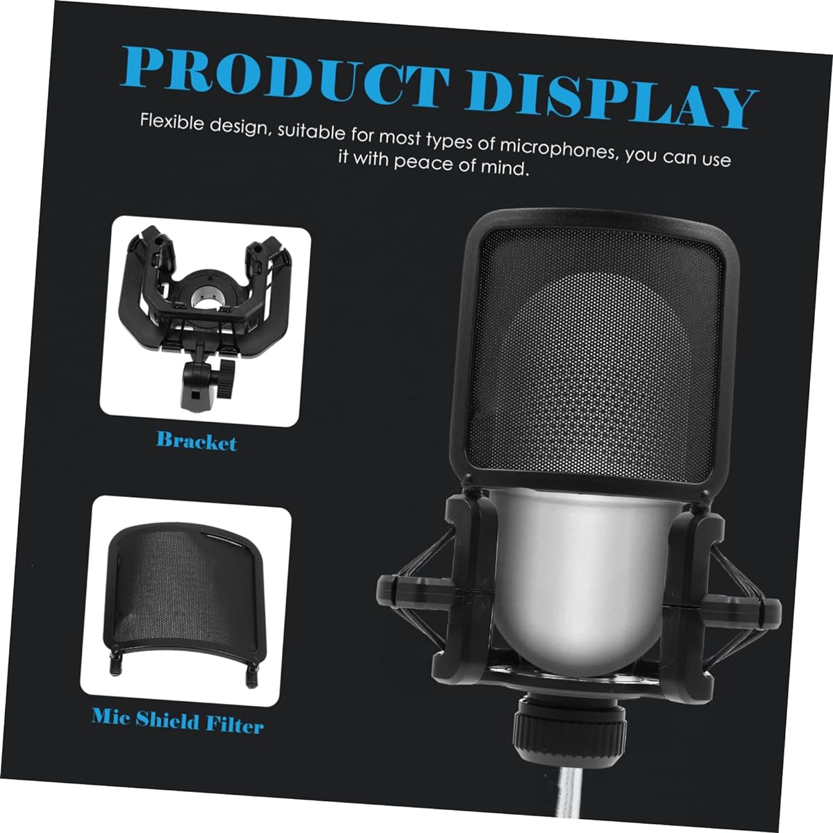 VICASKY Blowout Screen Bracket Microphone Anti-Vibration Rack Shockproof Mount for Microphone Q2u Table Mic Stand Condenser Microphone Protective Mic Guard Protective Cap Capacitance Plastic Set of 5