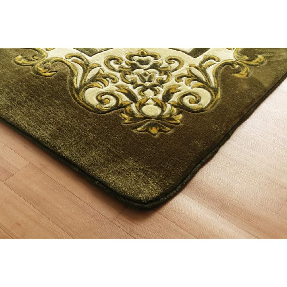 Ikehiko Rug Carpet 4 Tatami Volume Type Dynasty Pattern "Charmant" Green Approx. 200 x 300cm (Inner Material: Urethane 15mm)