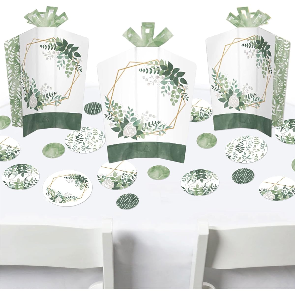 Big Dot of Happiness Boho Botanical - Greenery Party Decorations and Confetti - Amazing Table Centerpiece Kit - Set of 30
