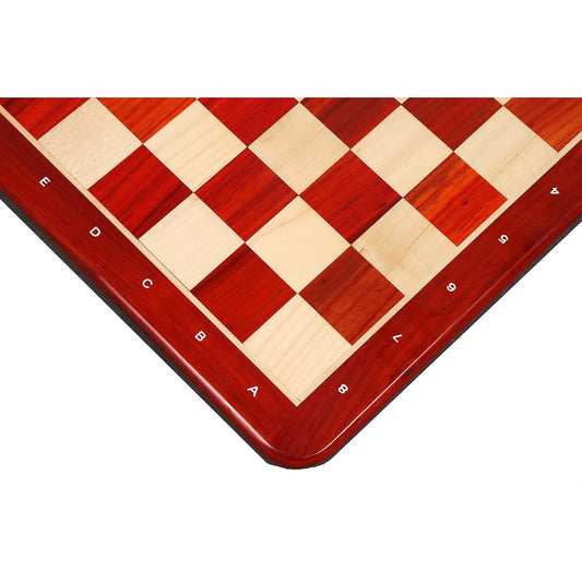 21" Chess Board - Solid Bud Rosewood and Maple - 55mm Square - Algebraic Notation
