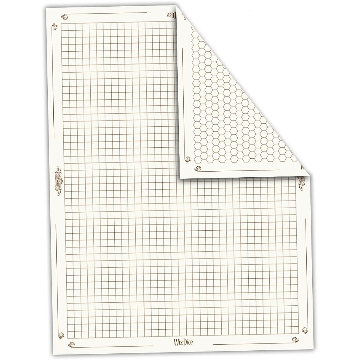 48" x 36" Role Playing Reversible Vinyl Gaming Mat: Grand Campaigner with 1" Squares and Hexes by Wiz Dice