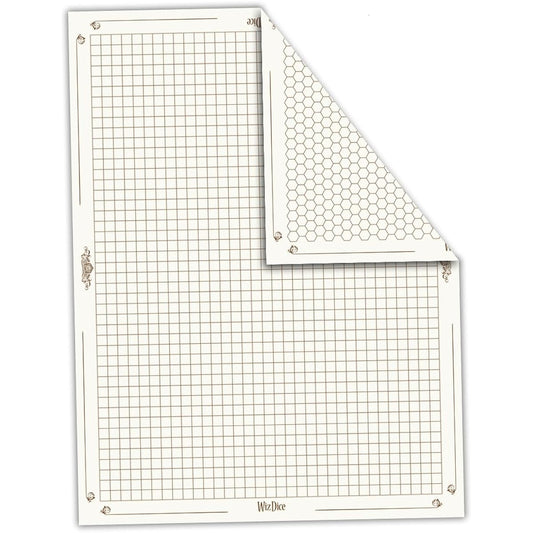 48" x 36" Role Playing Reversible Vinyl Gaming Mat: Grand Campaigner with 1" Squares and Hexes by Wiz Dice