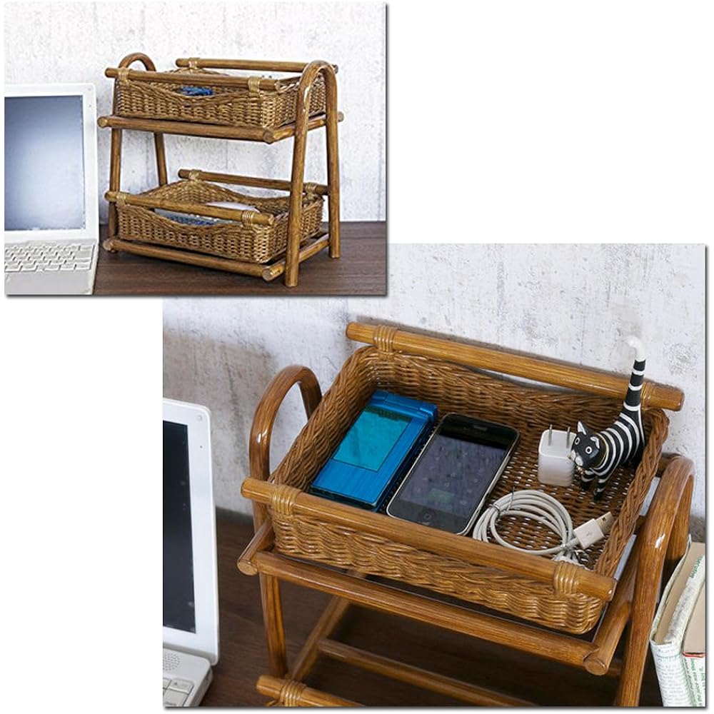 Sunflower rattan rattan mini rack F530HR External dimensions: (width) 30 x (depth) 20 x (height) 27cm, basket inner dimensions: (width) 22 x (depth) 16 x (height) 4cm (approx.)