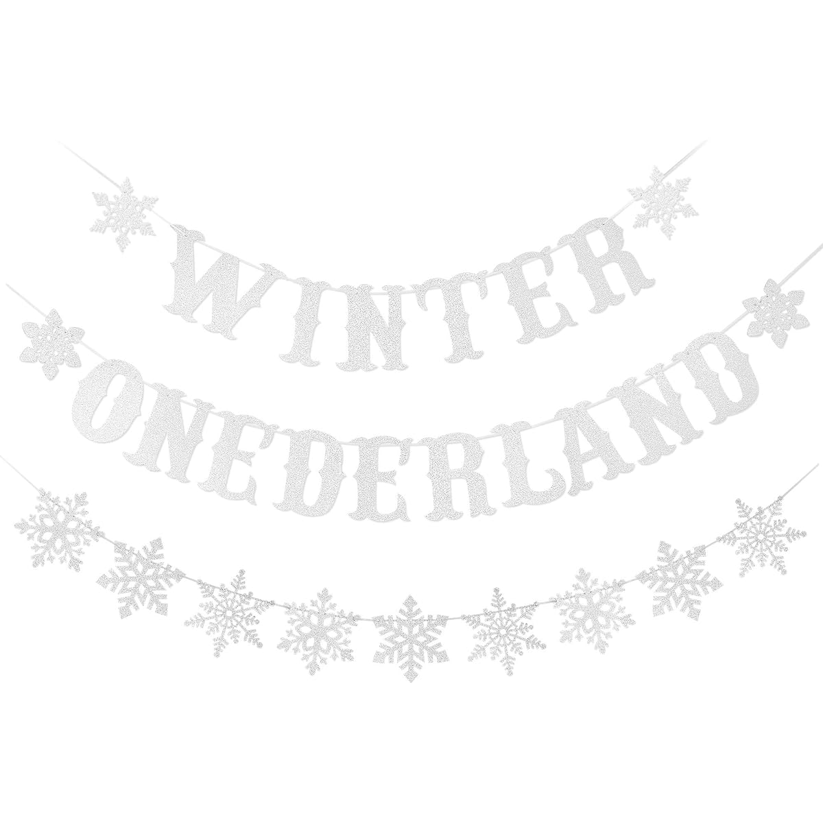 Silver Glitter Snowflake Winter Wonderland Banner Silver Glitter Snowflake Winter Wonderland 1st Birthday Party Decorations Winter Wonderland Banner Decorations Snowflake Decorations Christmas Hanging Snowflake Decorations