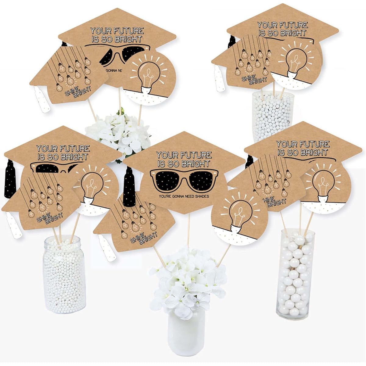 Bright Future - 2019 Graduation Party Centrepiece Sticks - Table Toppers - Set of 15