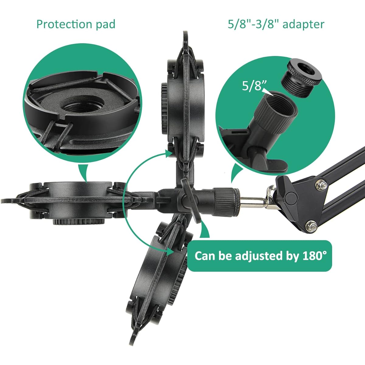 Rigych Razer Seiren V2 Pro Boom Arm Microphone Adjustable Mic Arm Stand with Pop Filter Shock Mount Heavy Duty Table Mount Clamp Cable Tie for Razer Seiren V2 Pro Streaming Microphone