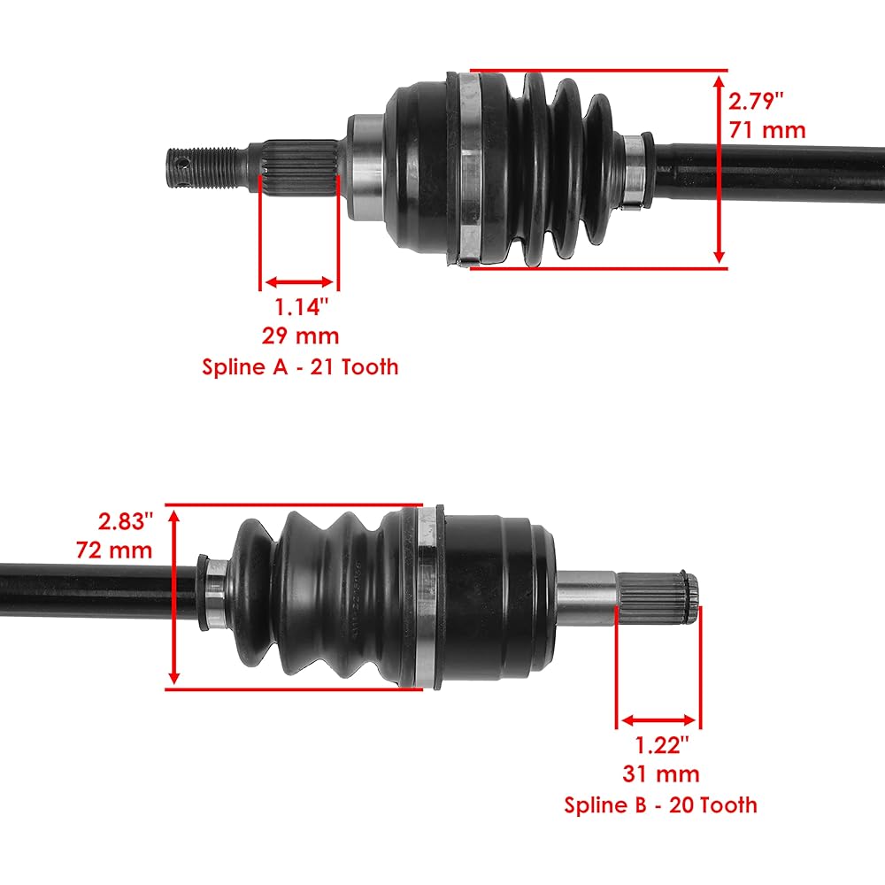 Caltric Front Left and Right Complete CV Joint Axle Compatible with Honda TRX300FW Fourtrax 300 4X4 1993-2000