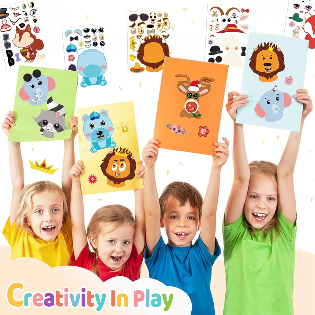 Animal Sticker Stickers - Make Your Own Animal - 60 Educational Stickers - DIY Play Stickers - Develop Concentration, Coordination, and Creativity - Fun Game Stickers & Gifts for Kids & Toddlers