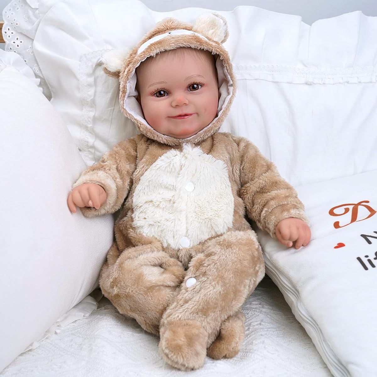 ADFO Lifelike Reborn Baby Doll - 20 Inch Cute Soft Body Realistic Newborn Doll Sweet Smile Real Life Baby Doll with Gift Box Ages 3+ & Collectibles