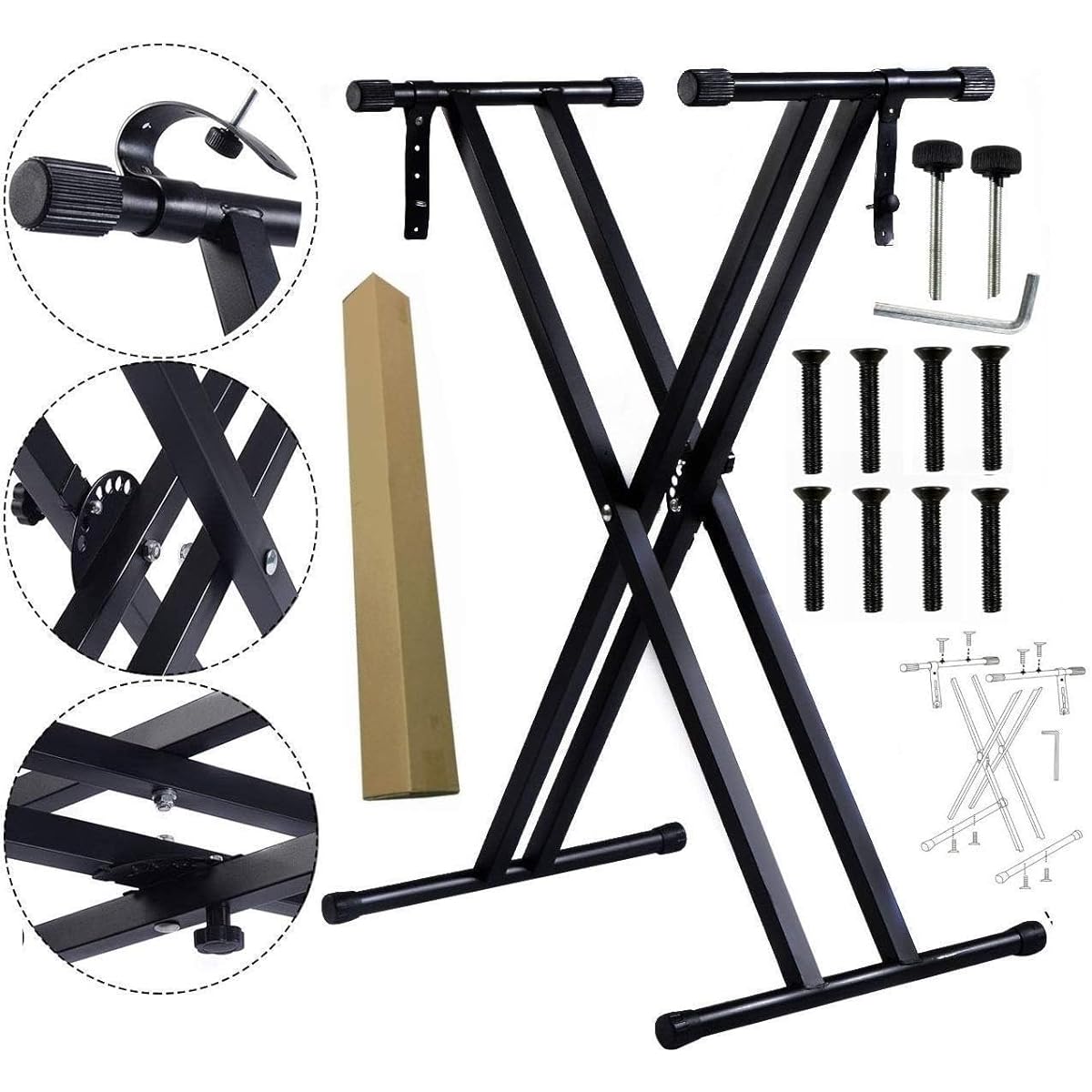 Kadence Keyboard Stand Heavy Duty Piano Stand (NK13-3kg Dual Brace) Piano Keyboard Stand with Locking Straps Keyboard Double X Stand for Kids & Adults