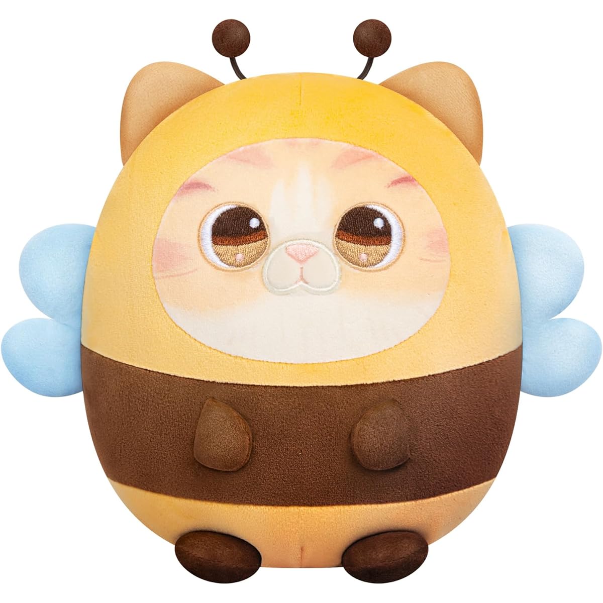 Mewaii Cute Cat Bee Kids Plush Pillow Cute Stuffed Animals Kawaii Animal Soft Cat Plush Toy Bee Costume Squishy Stuffed Animal Gift for Girls