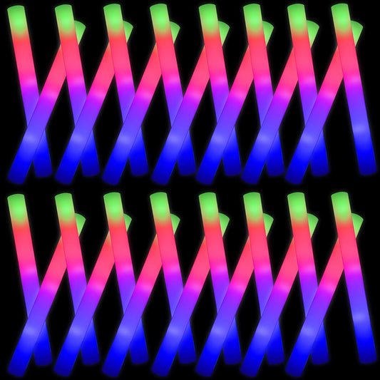 100PCS Foam Sticks, Glow Sticks in The Dark Party Supplies 3 Flashing Modes Light up Foam Sticks for Adult Wedding, Children's Party, Halloween Christmas, Concerts, Birthday