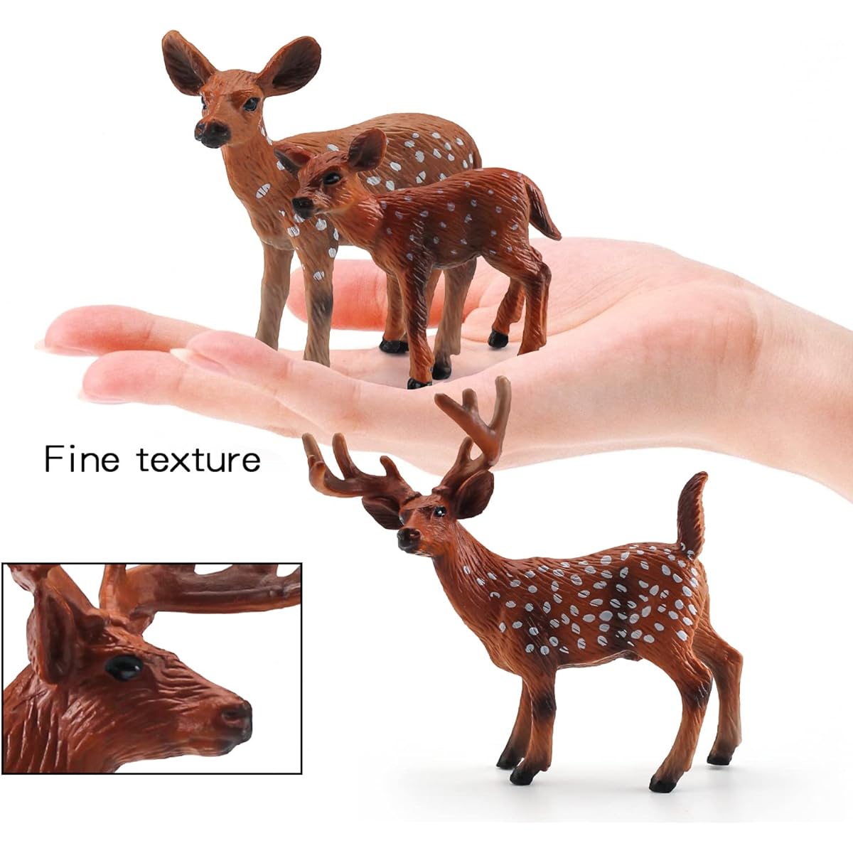 Forest Wildlife Toy Set White Tailed Deer Figure Deer White Tail Christmas Scene Decoration Cake Decoration Cognitive Toys for Kids