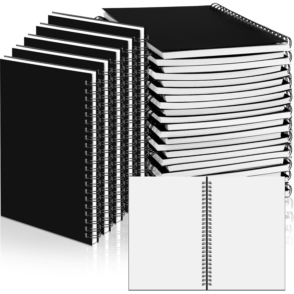 Fulmoon 50 Sheets Black Sketchbook Blank Spiral Notebook Soft Cover Sketch Book for Drawing Unlined Sketch Pad Sketch Diary for Art School Student Office Supplies 100 Pages/50 Sheets 7.5" x 5.1"