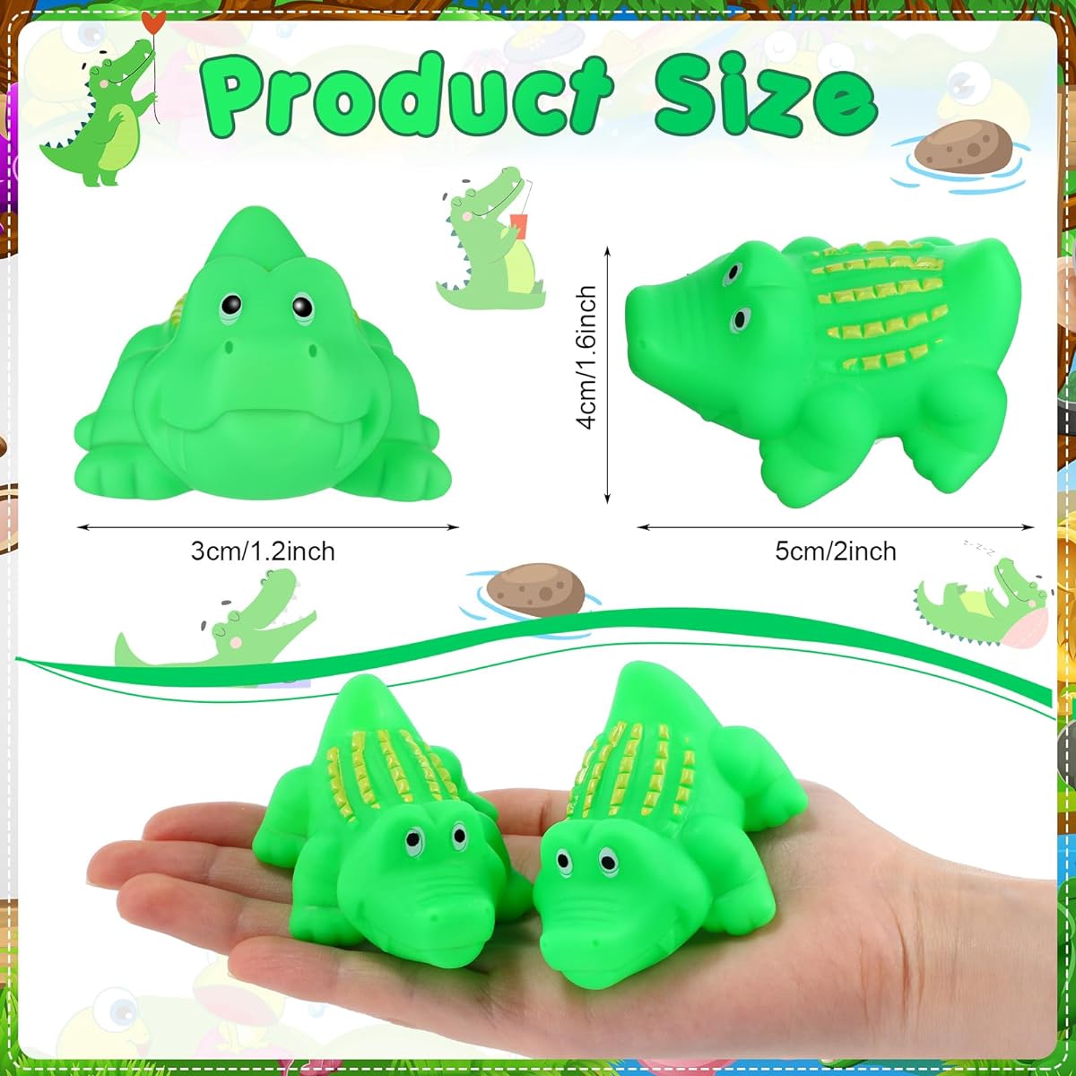 Lenwen 150pcs Rubber Crocodile Bath Toys Bulk Mini Crocodile Toys Crocodile Bathtub Toys Float Screaming Toys for Summer Pool Party Halloween Christmas Party Birthday Decorations 2.8 x 1.3 x 1.3 inch