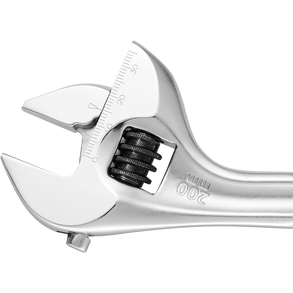 Facom Monkey Wrench 201mm Maximum Opening 33mm Adjustment Wrench 101.8G Grip Type With Adjustment Release Function Super Convenient Can Be Aligned With Nuts Instantly Chrome Plated Finish FACOM
