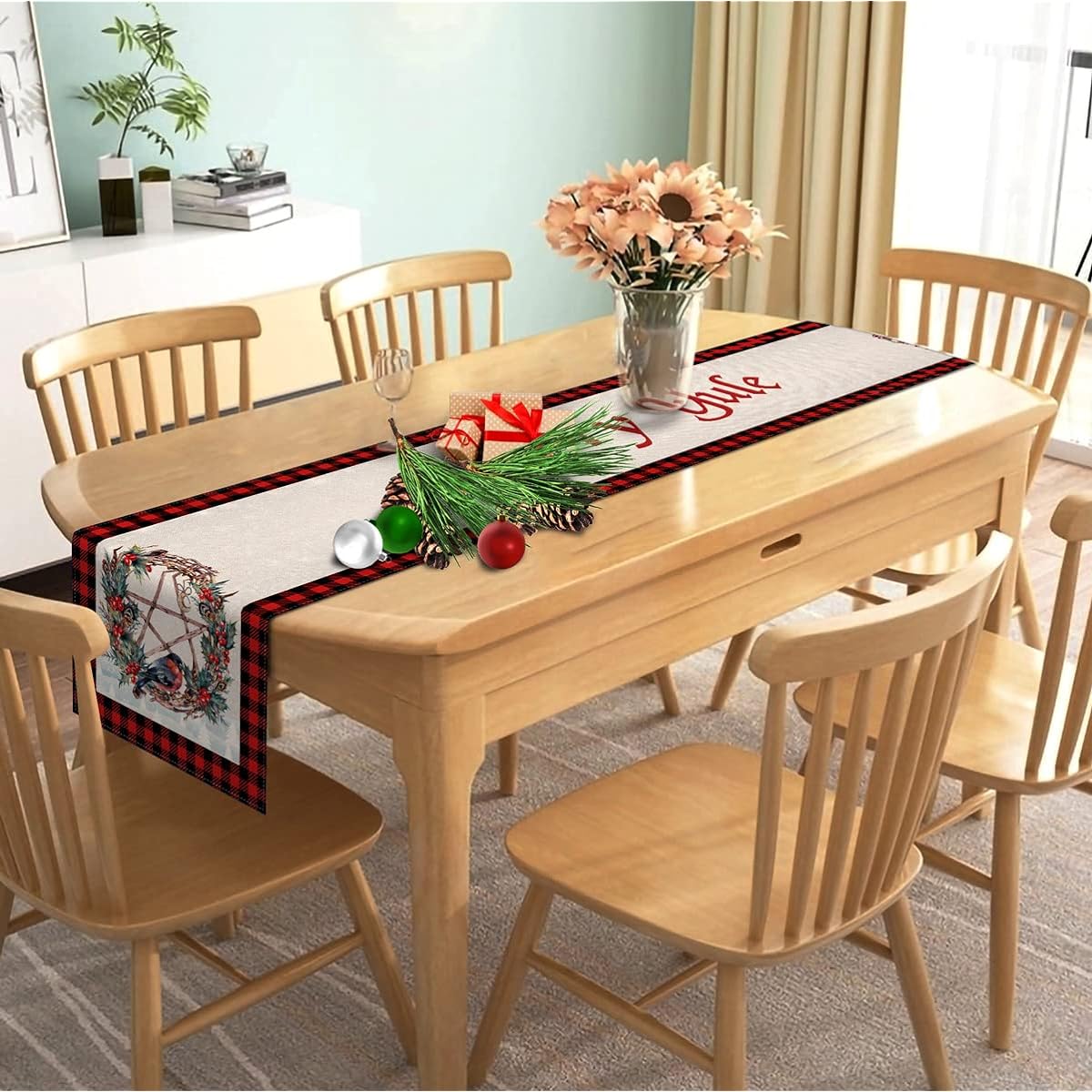 Nepnuser Yule Table Runner Nordic Wiccan Pagan Christmas Decoration Indoor Winter Holiday Christmas Home Kitchen Decor - 72 inches