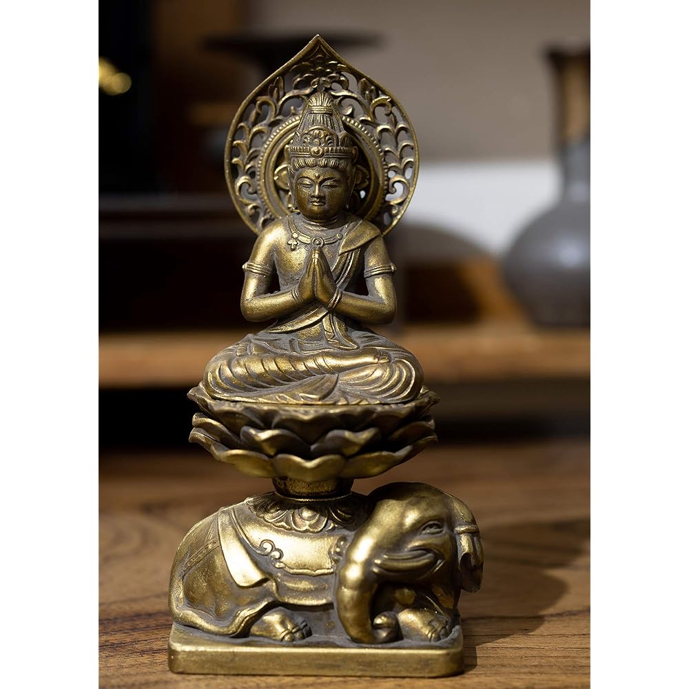 Buddha statue Fugen Bosatsu 15cm (old gold finish) Buddhist sculptor: Hideun Makita Original _ (born in the year of the Dragon and Snake) Zodiac guardian principal image Takaoka copperware (Fugenbosatsu)