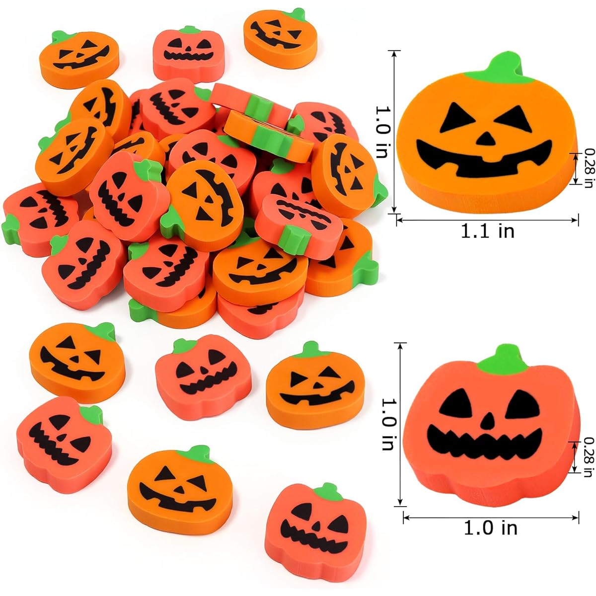 Halloween Pumpkin Erasers for Kids, 48 Pieces Bulk Mini Erasers, Cute Novelty Pencil Erasers, Homework Rewards, School, Students, Classroom Giveaways, Holiday Parties, Favors, Gifts