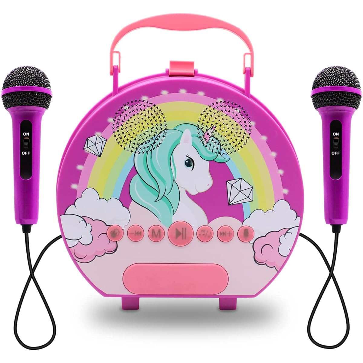 Karaoke, 2 microphones for kids, recording, voice changing, multi-function, convenient portable storage box, Bluetooth speaker