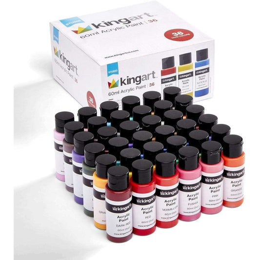 KINGART 506F-36 60ml Bottle 36 Vibrant Colors Acrylic Paint Set of 36 36 Pieces