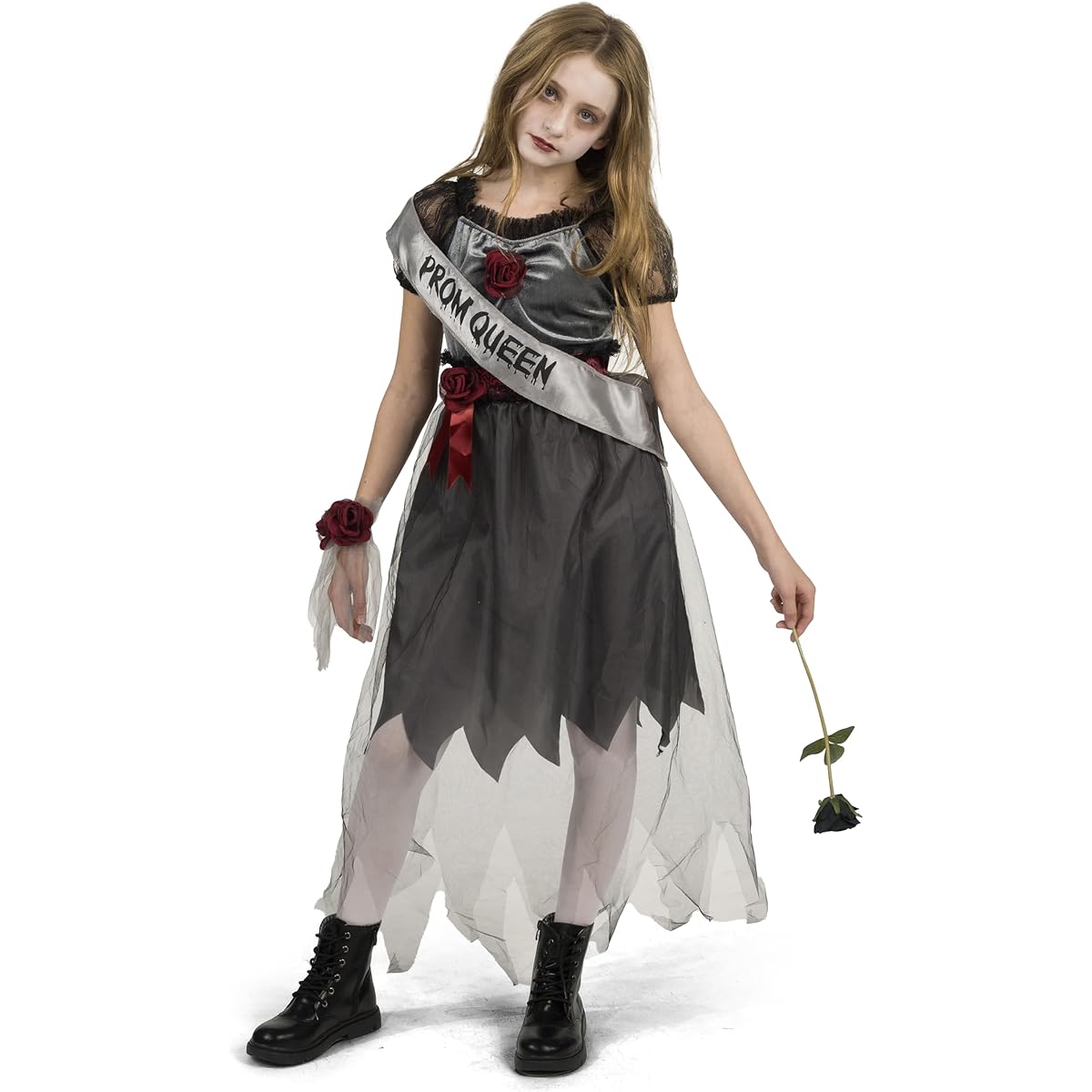 Spooktacular Creations Kids Girls Dark Prom Queen Costume Bad Girl Zombie Prom Queen Costume for Kids Girls Halloween