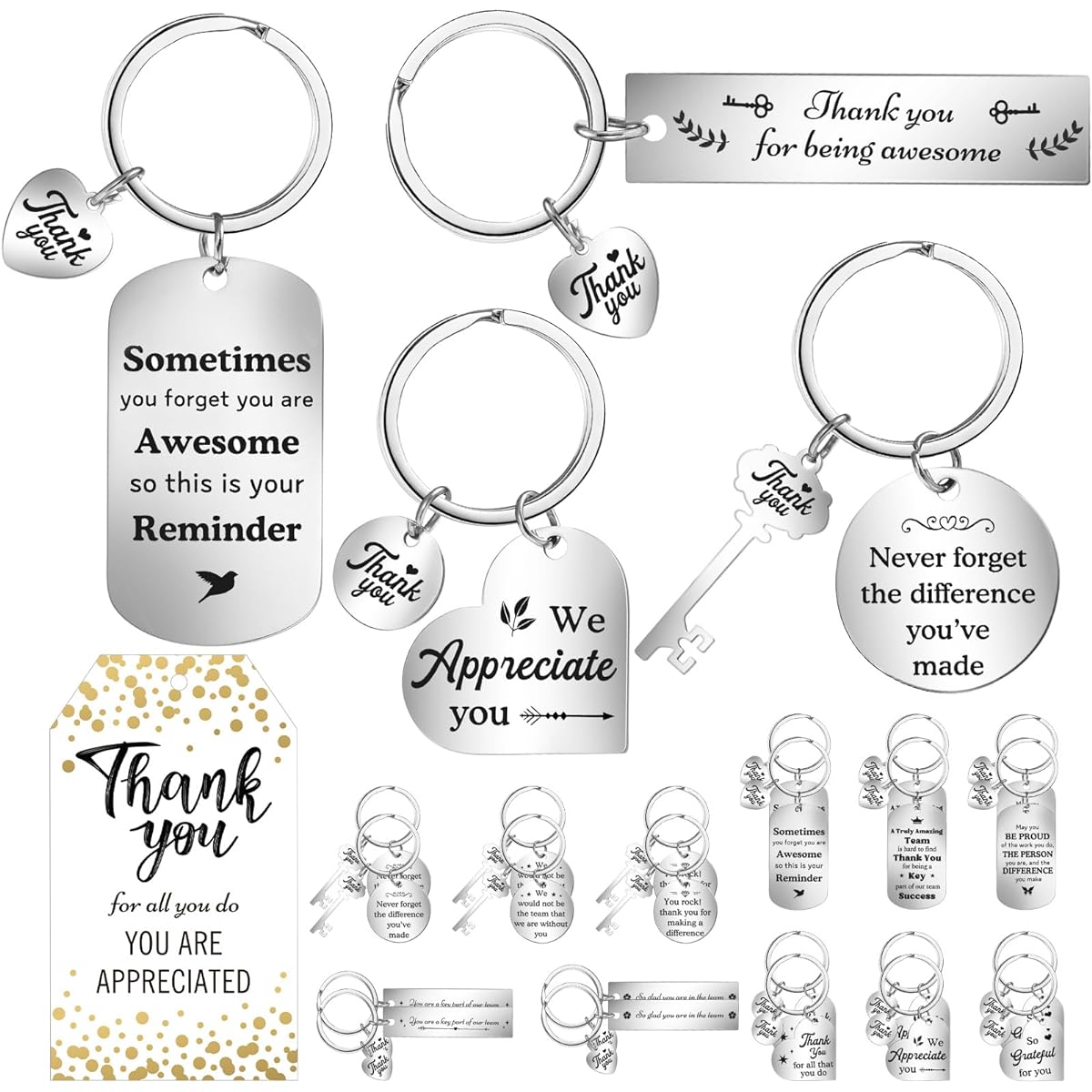 Equsion Thank You Keychain Gifts Christmas Appreciation Keychain Make a Difference Motivational Workers Teachers Employee Gifts