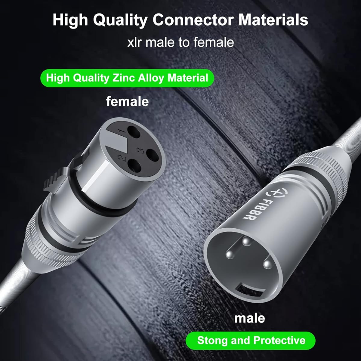 FIBBR XLR Cable (6 Pack 15ft) Microphone XLR Cable Braided XLR Male to Female Heavy Duty Balanced Mic Cord/Cable for Preamp/Speaker Systems and Recording Devices