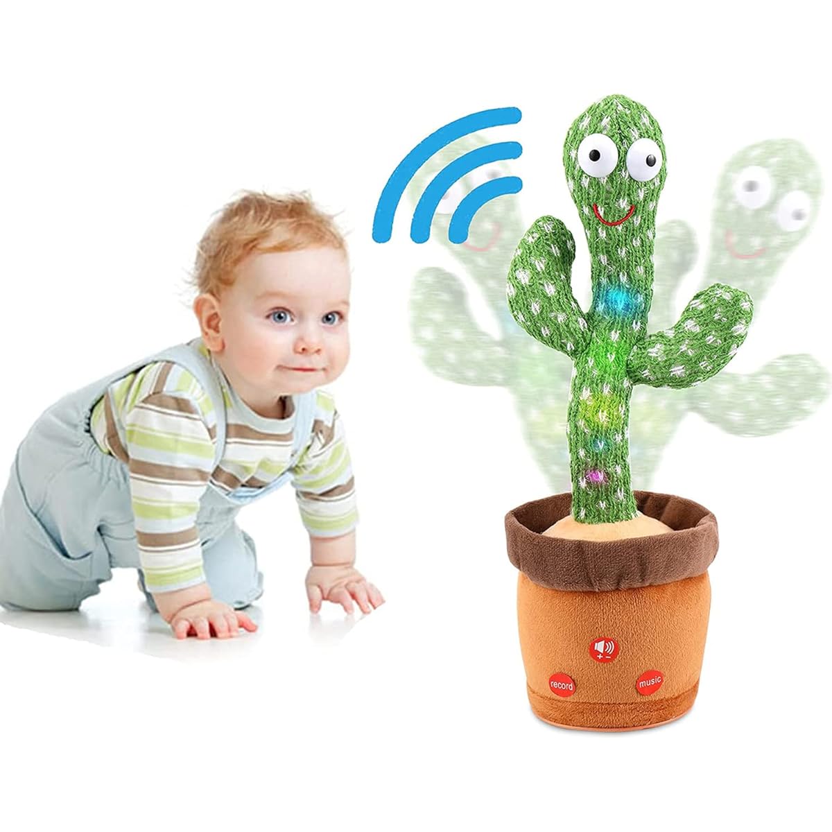 MIAODAM [Volume Adjustable Dancing Cactus Toy, Singing, Talking, Record and Repeat What You Say, Funny Electric Cactus Toy, Plush Interactive Toy Figure for Kids