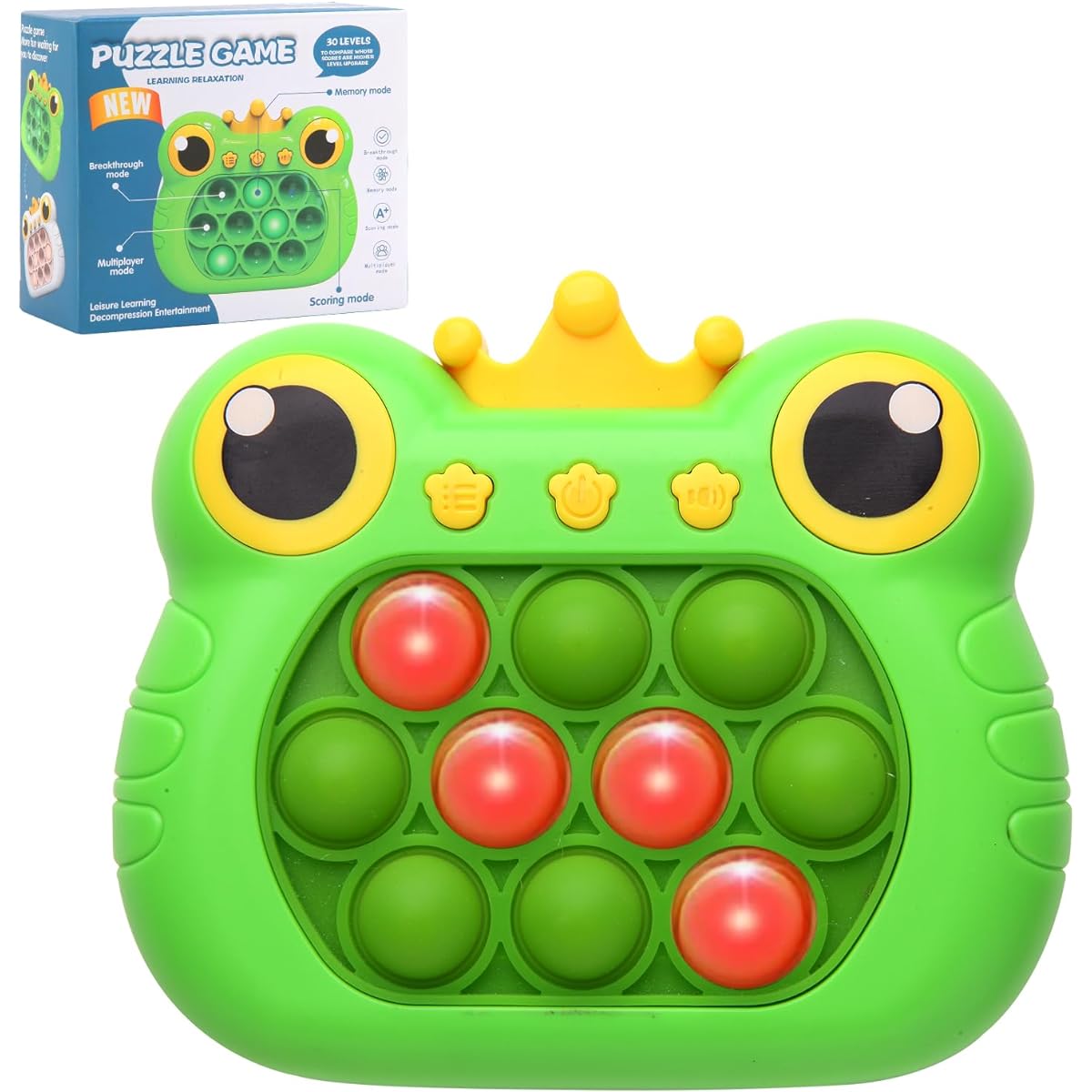Anpole Pop Fidget Toys Quick Push Game for Kids Adults Handheld Game Fast Puzzle Game Machine Push Bubble Stress Relief Toys Party Favors Toys Kids Gifts (Green Frog)