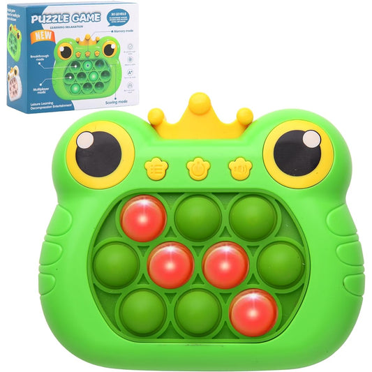 Anpole Pop Fidget Toys Quick Push Game for Kids Adults Handheld Game Fast Puzzle Game Machine Push Bubble Stress Relief Toys Party Favors Toys Kids Gifts (Green Frog)