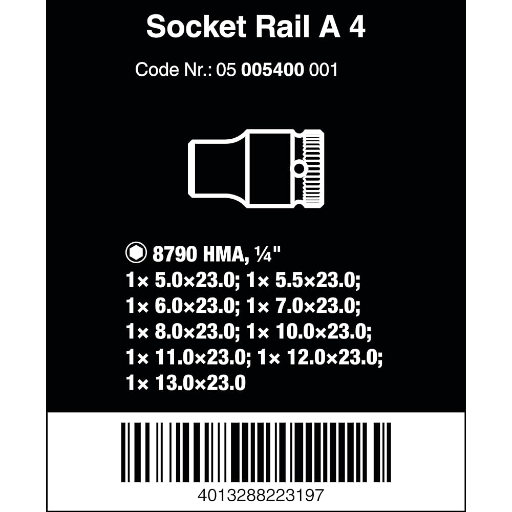 Wera 05005400001 | Zyklop Socket Rail A 4 Black Magnetic Drive 6mm 9 Pieces [Regular Japanese Import Product]